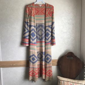 Tribal print cardigan duster